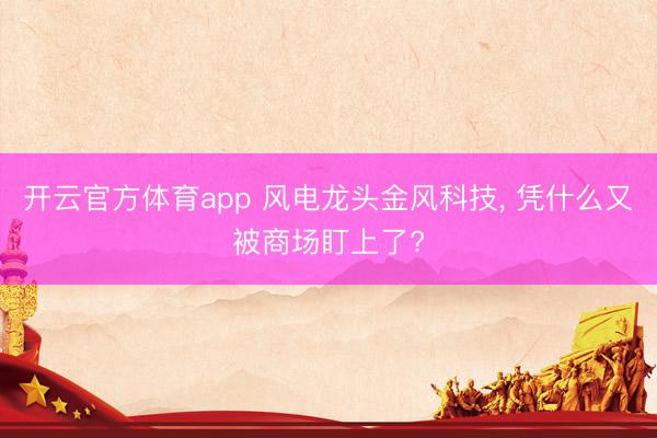 开云官方体育app 风电龙头金风科技， 凭什么又被商场盯上了?